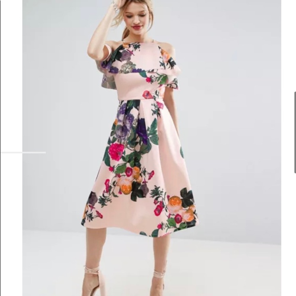 ASOS Scuba Ruffle Crop Top With Floral Dress